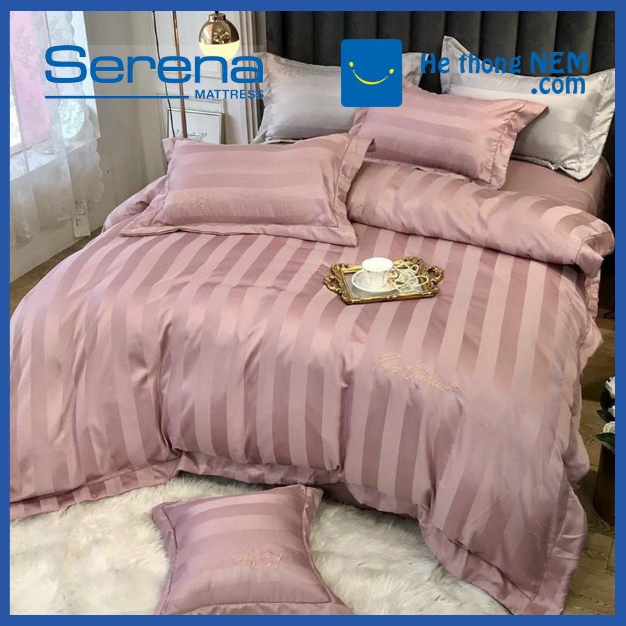 Set Chăn Ga Gối 5 Món Lụa Hàn SERENA Bộ Chăn Ga Trải Giường Cao Cấp - Hệ Thống Nệm