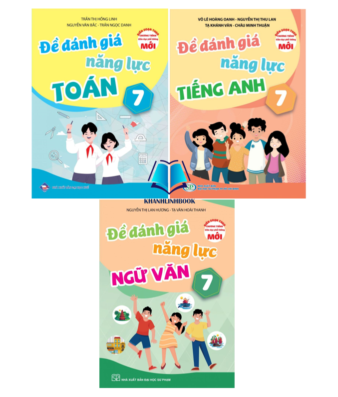 Sách - Combo Đề Đánh Giá Năng Lực Toán + Tiếng Việt + Tiếng Anh 7 (KP)