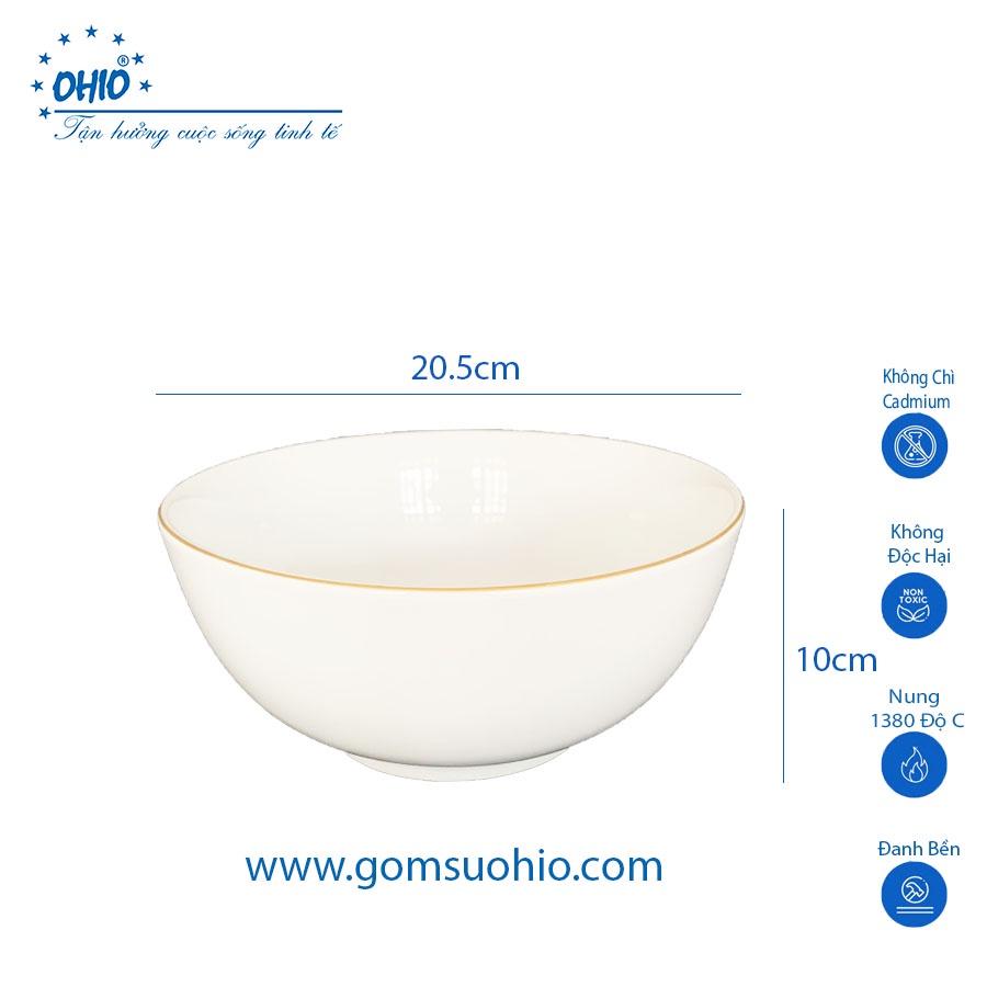 Tô Tống 20.5cm Sứ Trắng Viền Kim OHIO