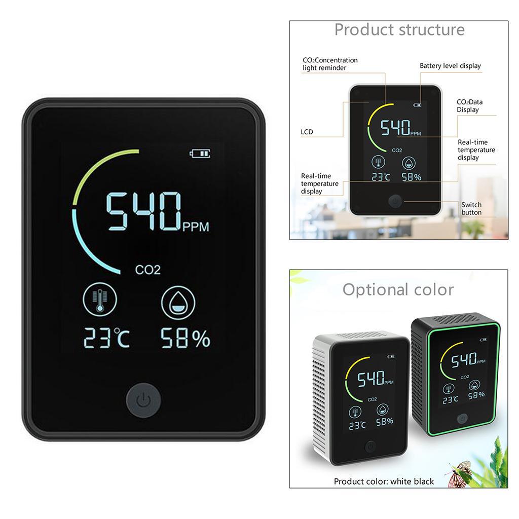 Portable Indoor Air Quality Monitor Air Quality Meters 1200MAh Intelligent Air Quality Sensor CO2 Monitor Accurate Carbon Dioxide Sensor 0-5000PPM