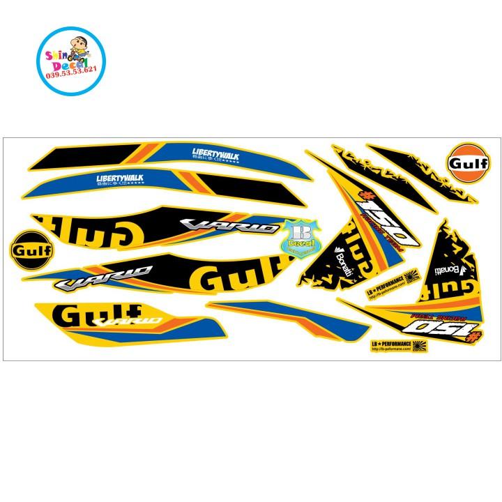 Tem xe vario 150 GULF dán xe vàng