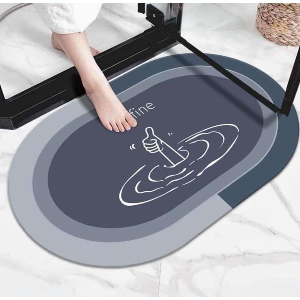 Thảm Lau Chân Silicon Siêu Thấm Cực Nhanh Mềm Mịn Chống Trơn Trượt Thảm Lót Sàn Nhà Tắm Siêu Bền