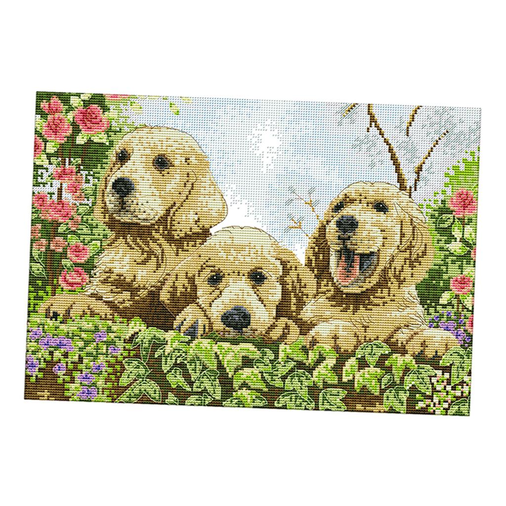 Cute Dog Pattern Stamped & Counted Cross Stitch Kits for Woman Beginners DIY