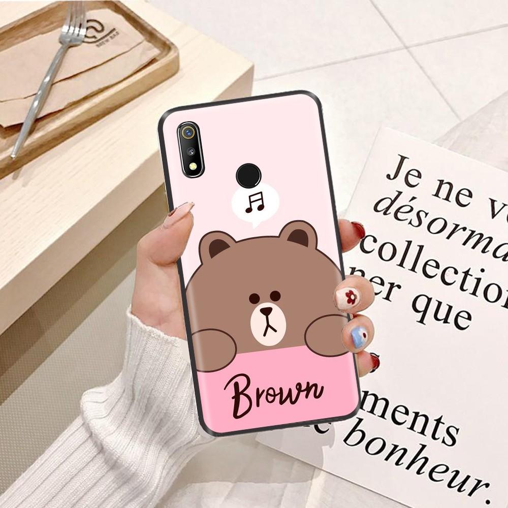 Ốp lưng dành cho điện thoại Oppo A7 Viền dẻo TPU hình Gấu Nâu Cute