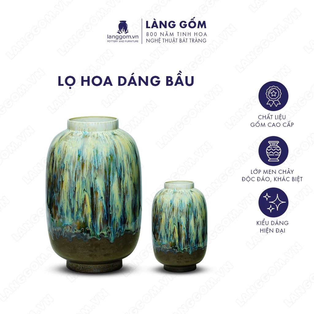 Bình hoa, lọ hoa Gốm sứ Bát Tràng cao cấp Men chảy dáng bầu dùng làm quà tặng, trang trí - Làng Gốm Bát Tràng