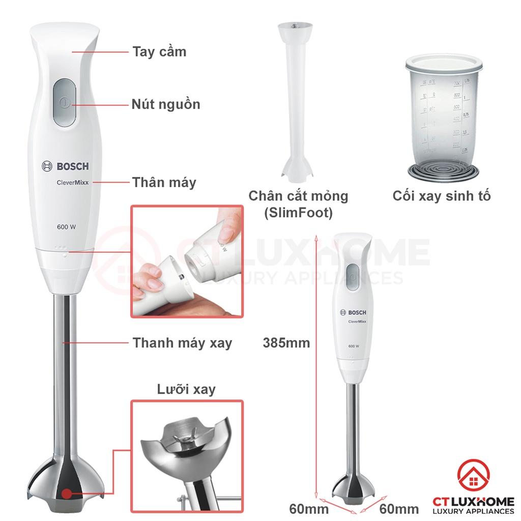 Máy xay thực phẩm cầm tay Bosch MSM26130 600W, 220V, 50/60Hz, Kèm chân cắt mỏng SlimFoot [Hàng chính hãng]