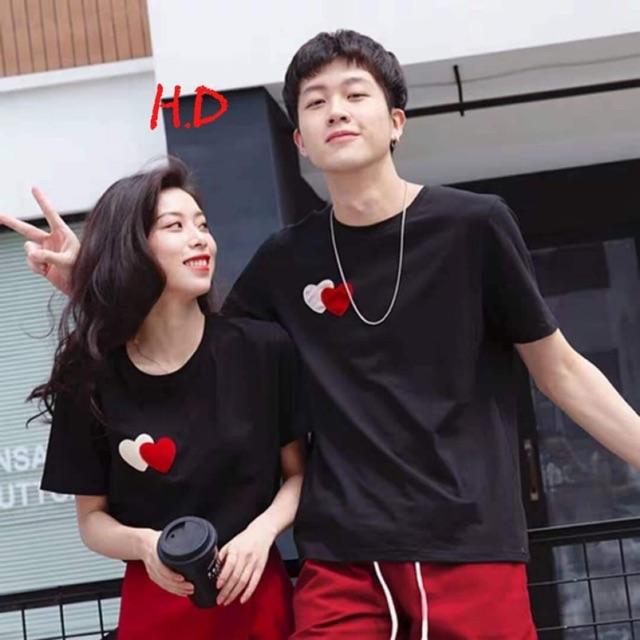 Áo đôi tim lồng trắng đỏ TH6