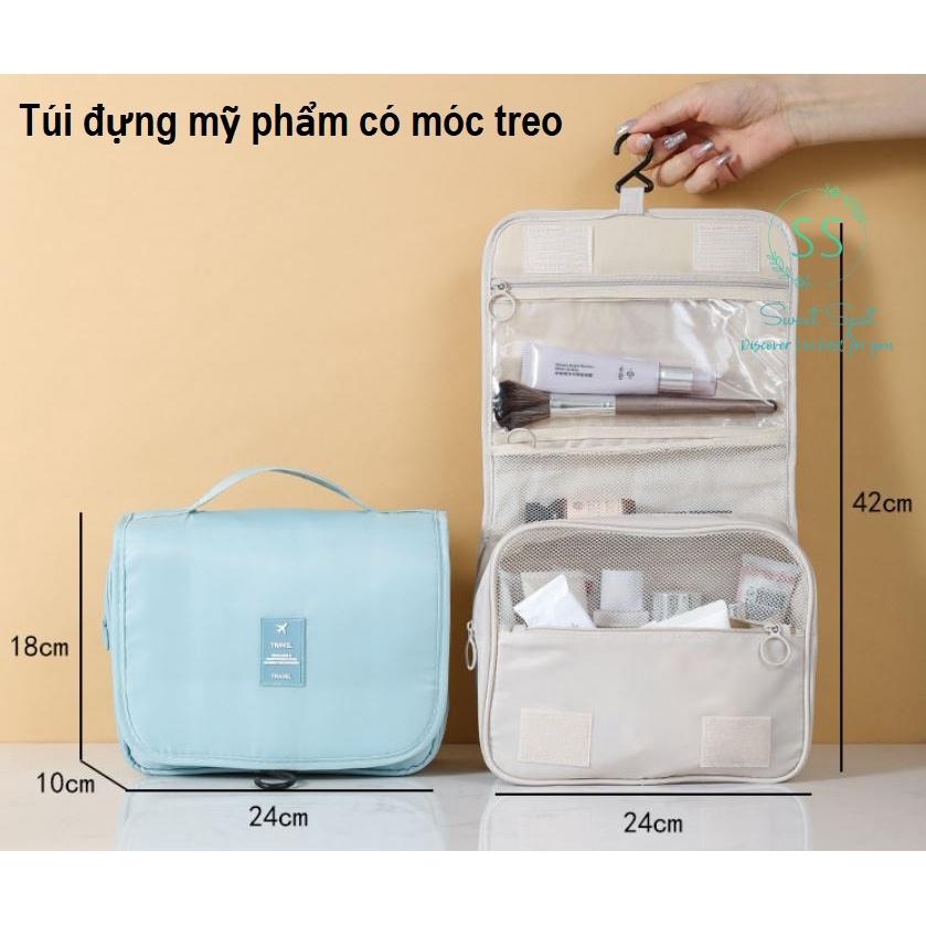 túi mỹ phẩm, túi đựng mỹ phẩm, đồ trang điểm Hàn Quốc có móc treo dung tích lớn có thể gấp lại