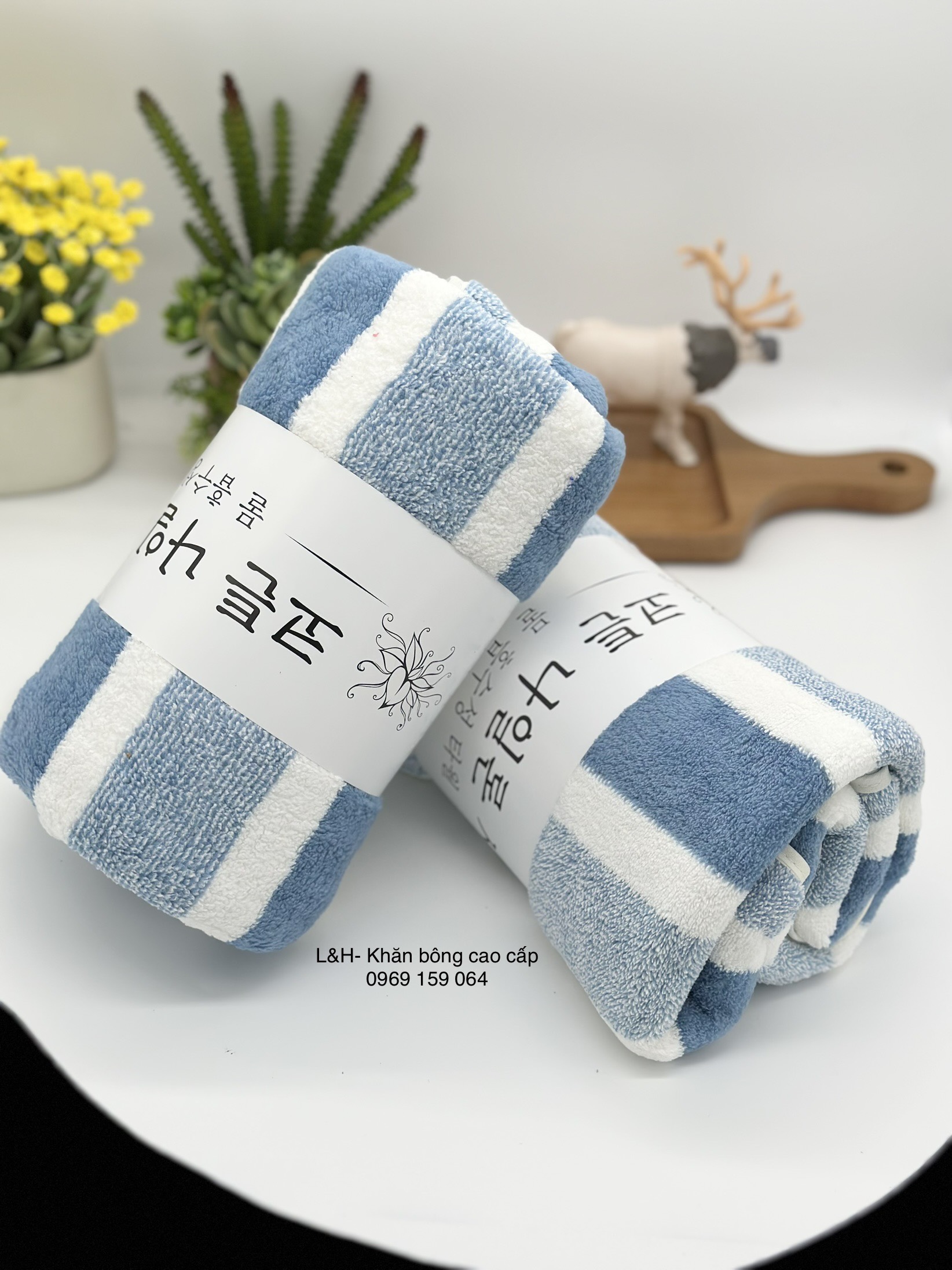 Khăn tắm lông cừu, kẻ sọc to, KT 70x140cm