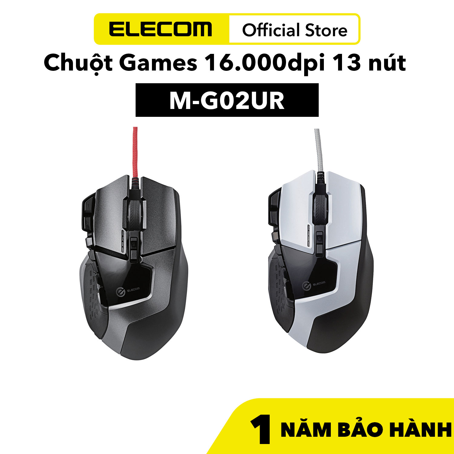 Chuột Gaming 16.000DPI 13 nút Elecom M-G02UR Hàng Chính Hãng-BẢO HÀNH 12 THÁNG