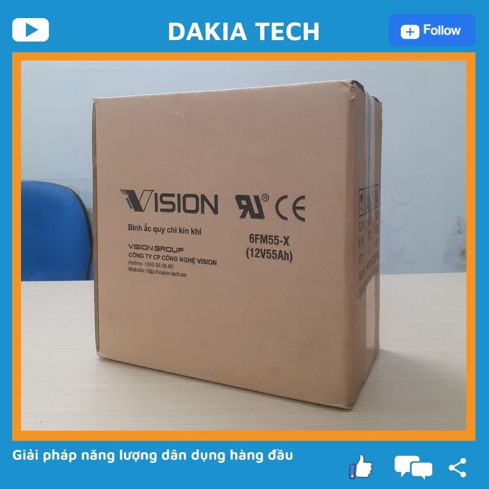 Ắc quy Vision 6FM55-X 12V 55Ah