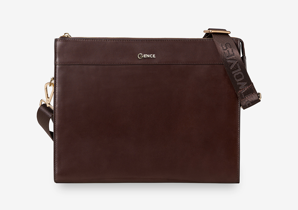 Ví Da Cầm Tay Nam Clutch Đựng Tài Liệu GENCE CL05 Da Bò Cao Cấp Màu Nâu Đỏ