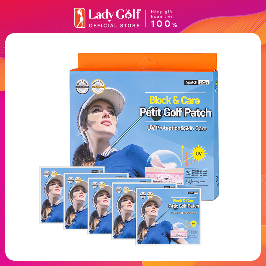 Hộp 05 Miếng dán má Golf nữ, nam chống tia UV Block & Care Petit - Hàn Quốc