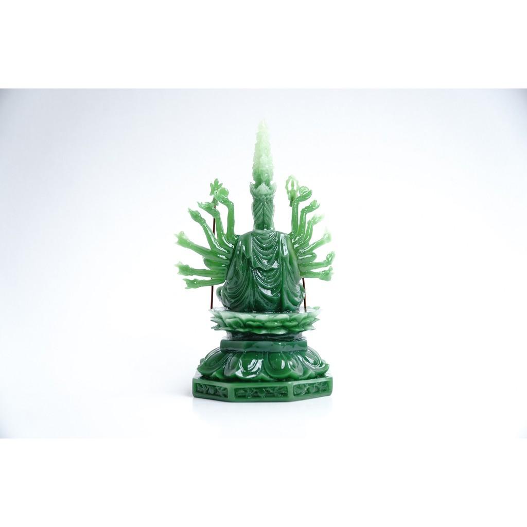 Tượng Phật Chuẩn Đề Thiên Thủ Thiên Nhãn ngọc xanh - Cao 16cm