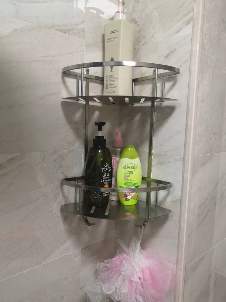 KỆ GÓC 2 TẰNG ĐỂ MỸ PHẨM PHÒNG TẮM INOX