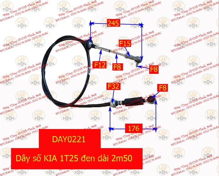 Dây số KIA 1T25 đen dài 2m50