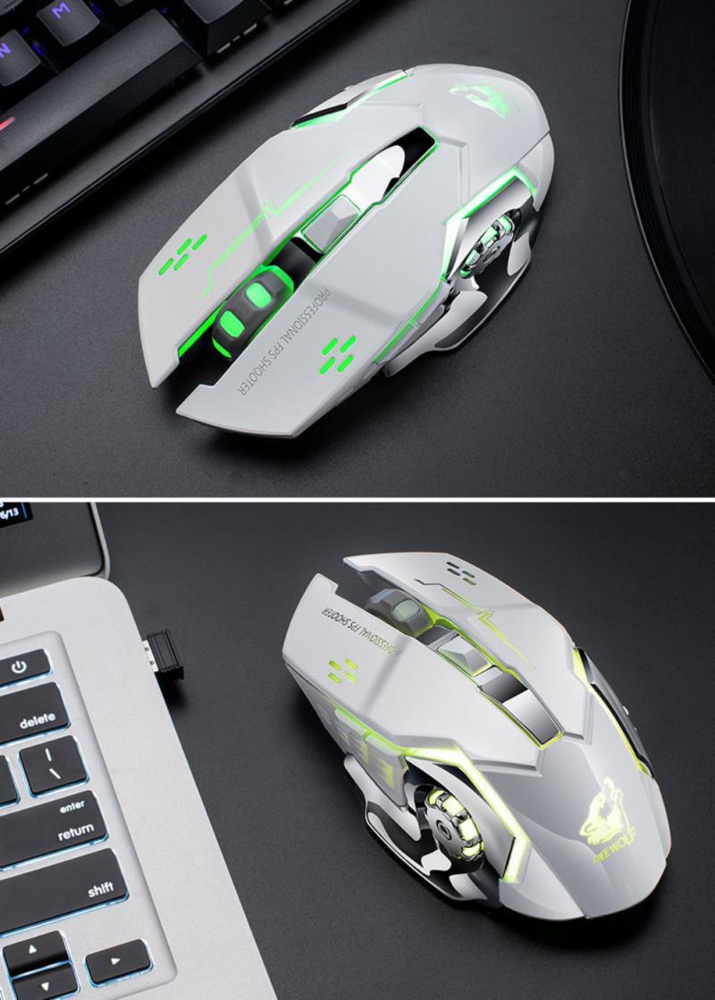 Sạc Không Dây Chơi Game Tắt Tiếng LED7 Màu Đèn Nền Hay Cơ Học Với USB Thu Quang