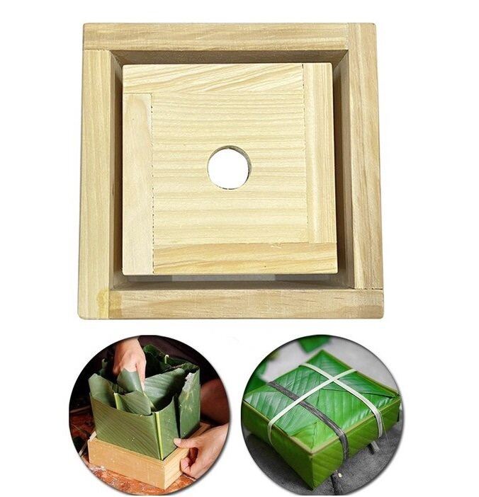 Khuôn Bánh Chưng Thông Minh Bằng Gỗ Lọai 2 Khuôn Thành Cao 6cm Tạo Bánh Hình Vuông Có Kích Thước 14x14Cm, Khuôn Làm Bánh Chưng Trong Dịp Tết Nguyên Đán
