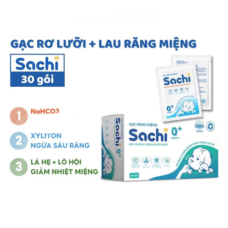 Hộp 30 Gạc Rơ Lưỡi SACHI / DR.PAPIE - Vệ Sinh Răng Miệng Cho Bé