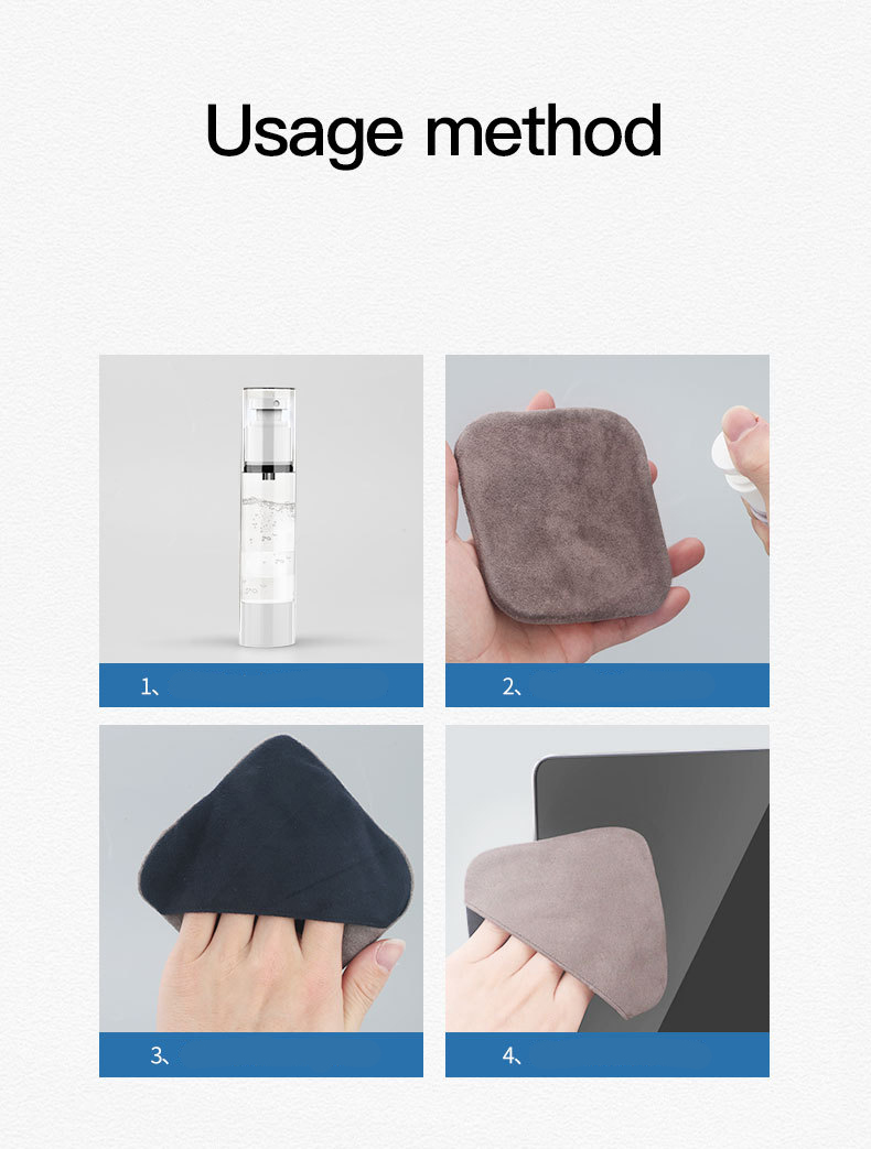 Bộ Chai Xịt và Khăn lau Microfiber Siêu Mịn làm sạch màn hình cho iPhone , iPad, Macbook, Laptop, Lens Camera, Mắt Kính, Đồng Hồ, Smartwatch - Hàng Chính Hãng