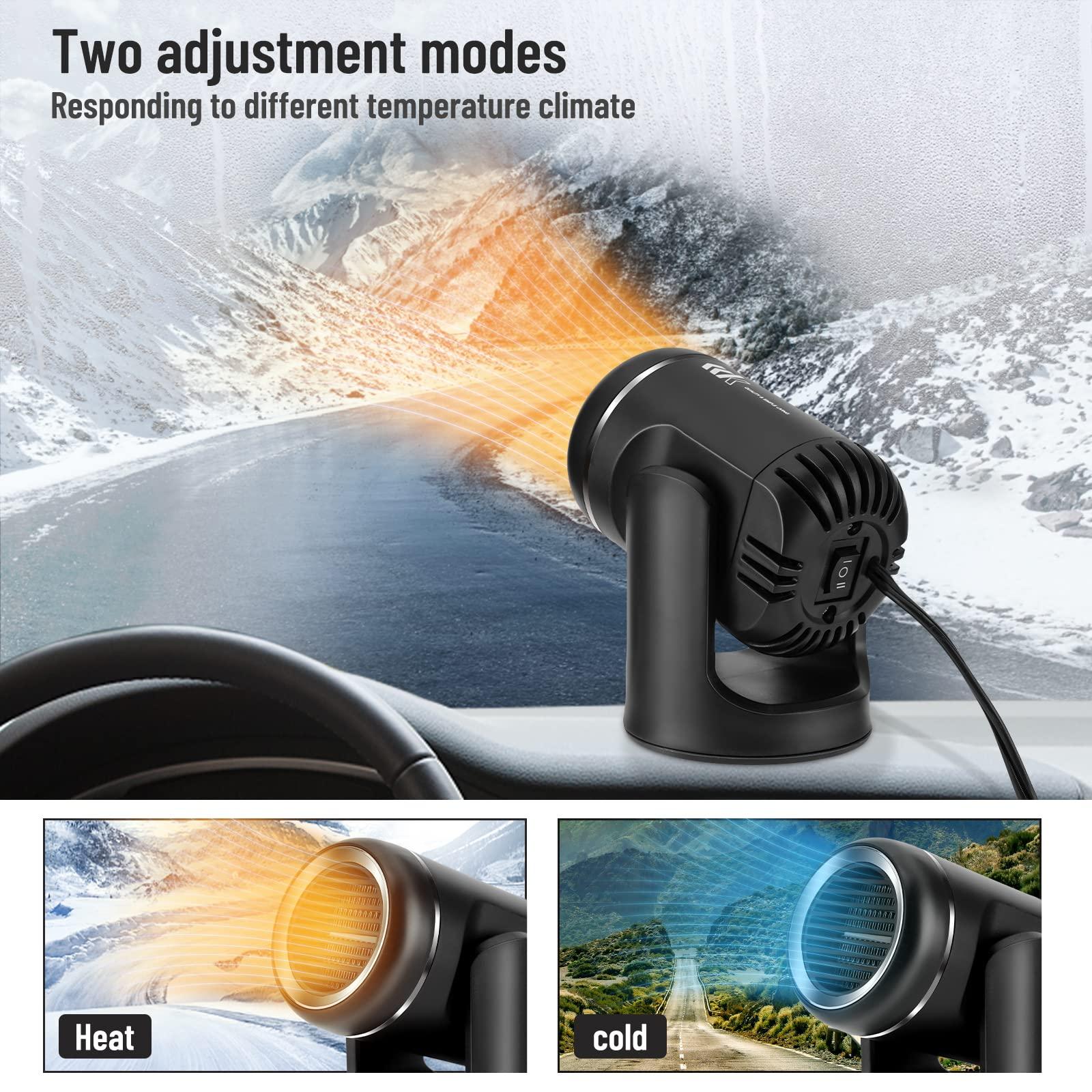 Quạt sưởi ấm xe, sưởi ấm xe 12V 130W và quạt 2 trong 1, xe di động defogger defroster làm nóng nhanh Aut
