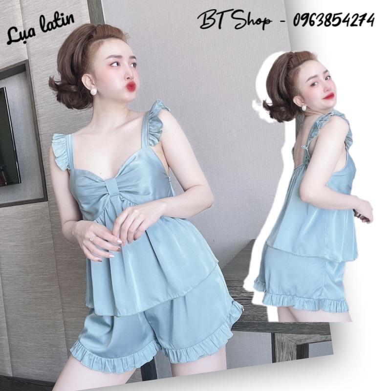 Đồ bộ ngủ mặc nhà lụa latin màu trơn freesize 42-57kg