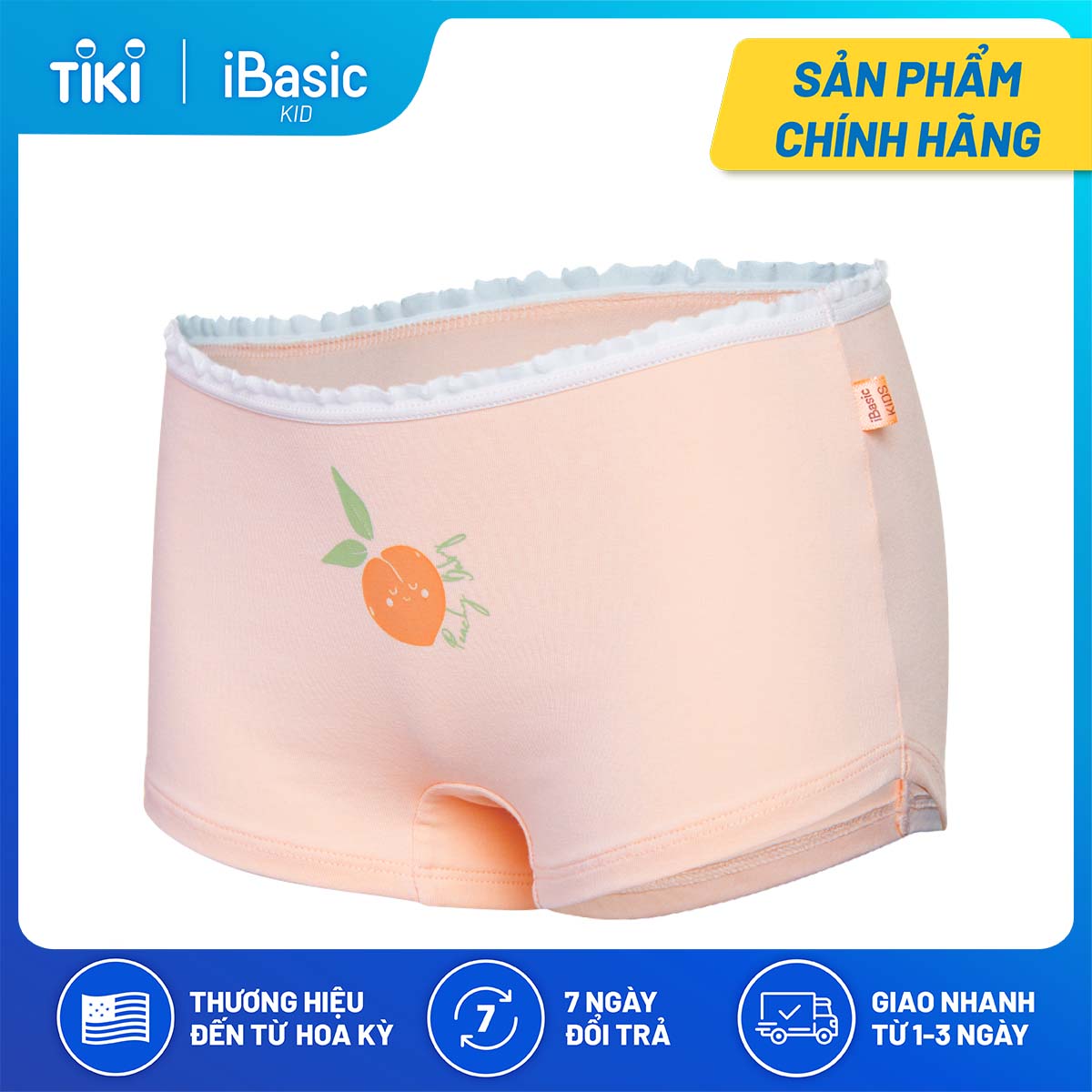 Hộp 3 quần lót bé gái cotton boyshort hoạ tiết iBasic PANG020