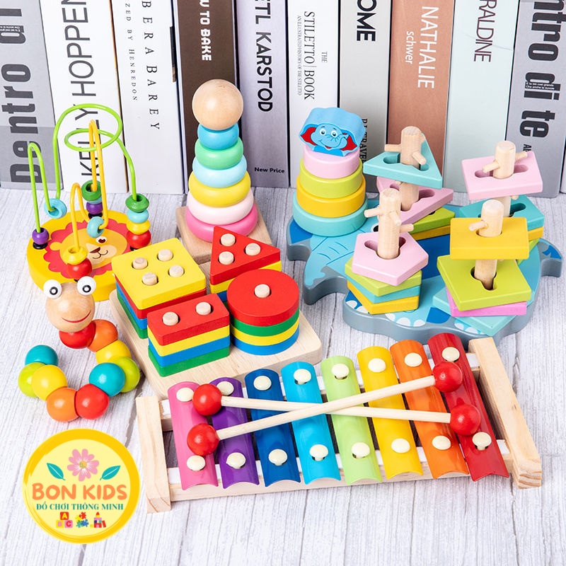 Combo Đồ chơi gỗ Montessori cho bé tư duy, phát triển trí tuệ vừa học vừa chơi - Đồ chơi giáo dục cho bé