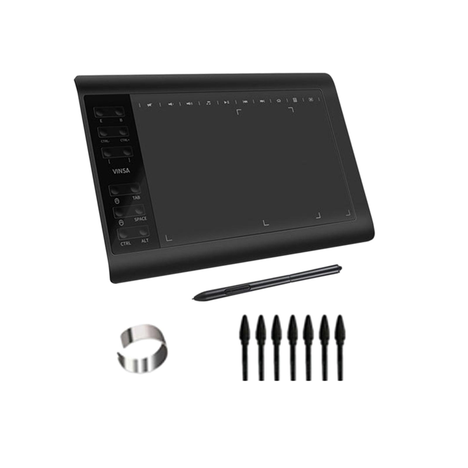 10 x 6 Inch Graphic Drawing Tablet, Graphic Tablet with Battery-free Pen, Drawing Pad Compatible with Mac, for Windows, Home-Office