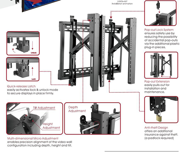 Giá treo màn hình ghép Brateck LVW06-46T video wall Mount - Hàng chính hãng