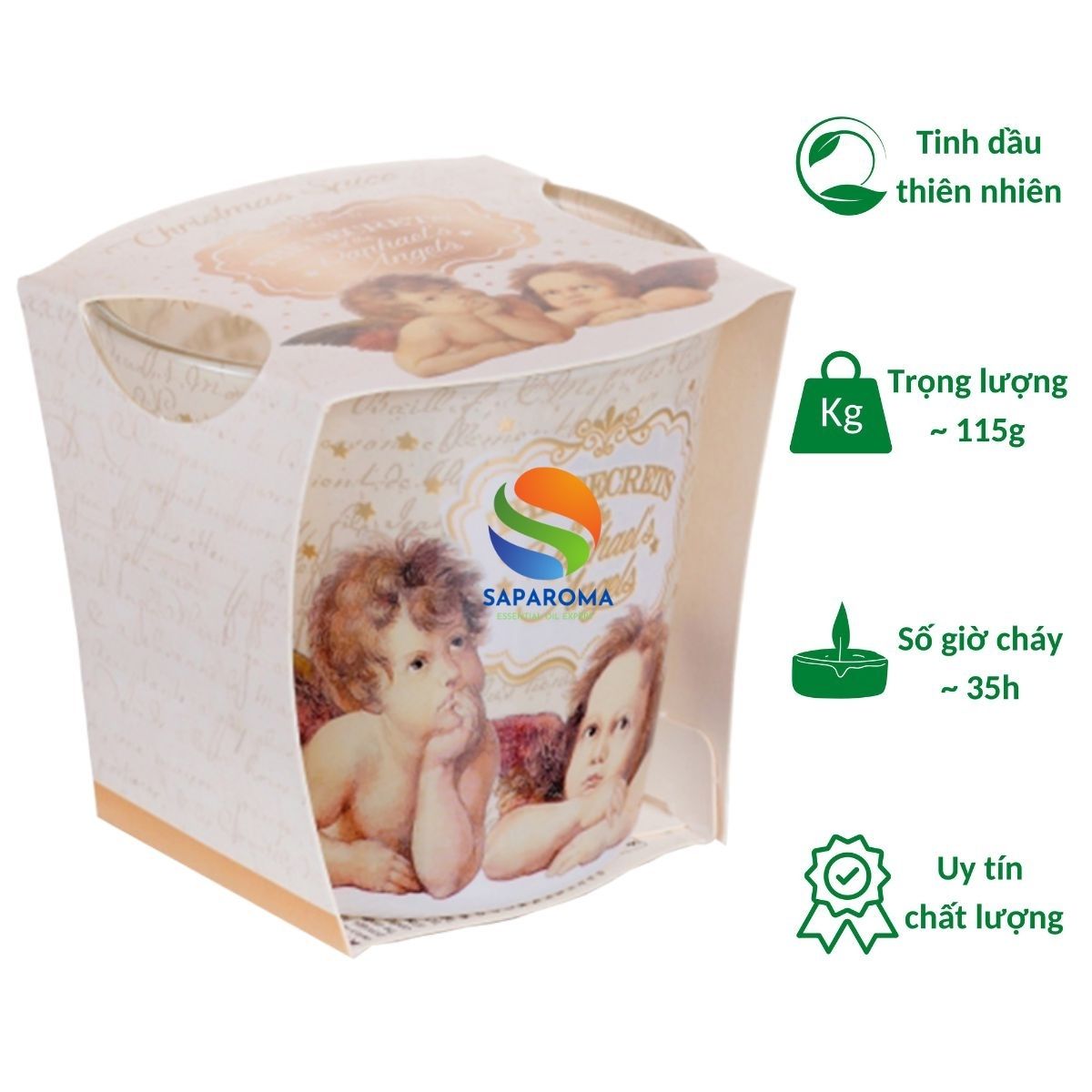 Ly nến thơm tinh dầu Bartek Raphael's Angels 115g QT028494 - quế, hồi, vani, nến trang trí, thơm phòng, thư giãn, hỗ trợ khử mùi (giao mẫu ngẫu nhiên)