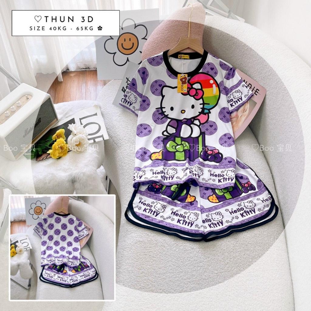 Bộ Thun Lạnh in 3D quần đùi 40-60kg