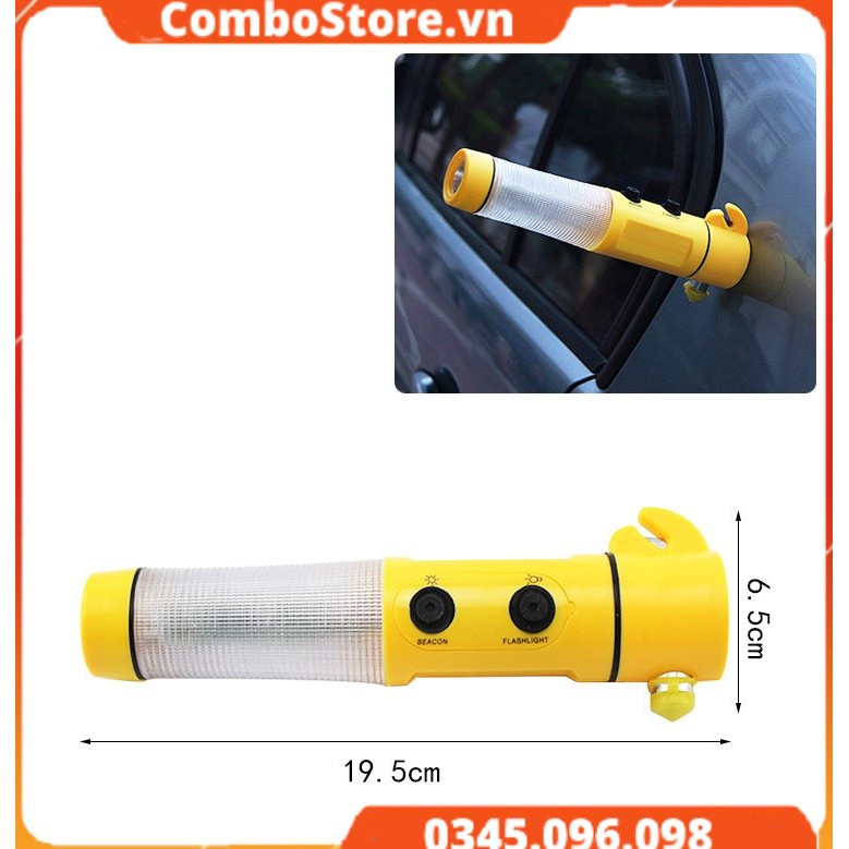 Đèn pin khẩn cấp 4 trong 1 - Búa cứu hộ 4 trong 1 - Búa thoát hiểm, đèn khẩn cấp, búa cứu hỏa, cắt dây an toàn