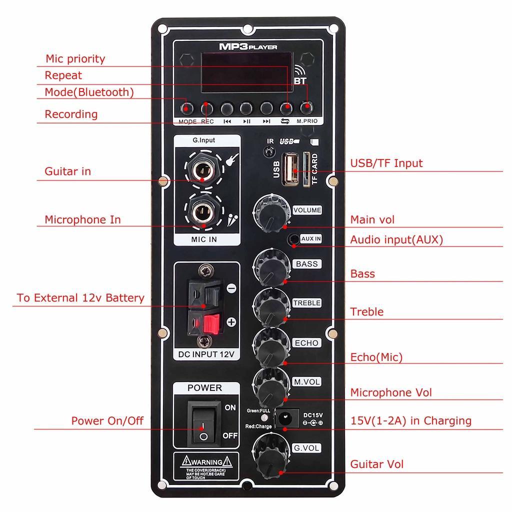 Bảng Mạch Khuếch Đại Âm Thanh 12V 6-12Inch 80W Bluetooth AUX TF-Card U-Disk Chuyên Dụng