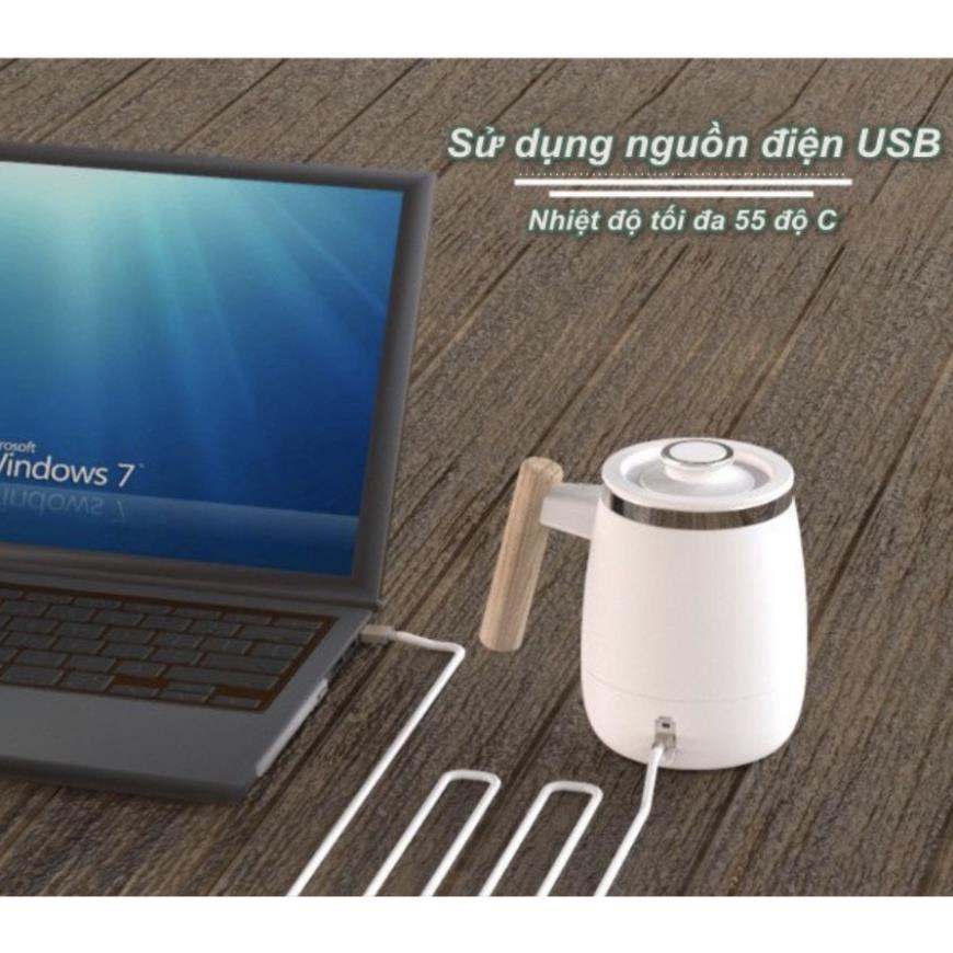 Tách Đun Trà Pha Cà Phê Cán Gỗ USB WOOD AGATE GREEN (xanh)