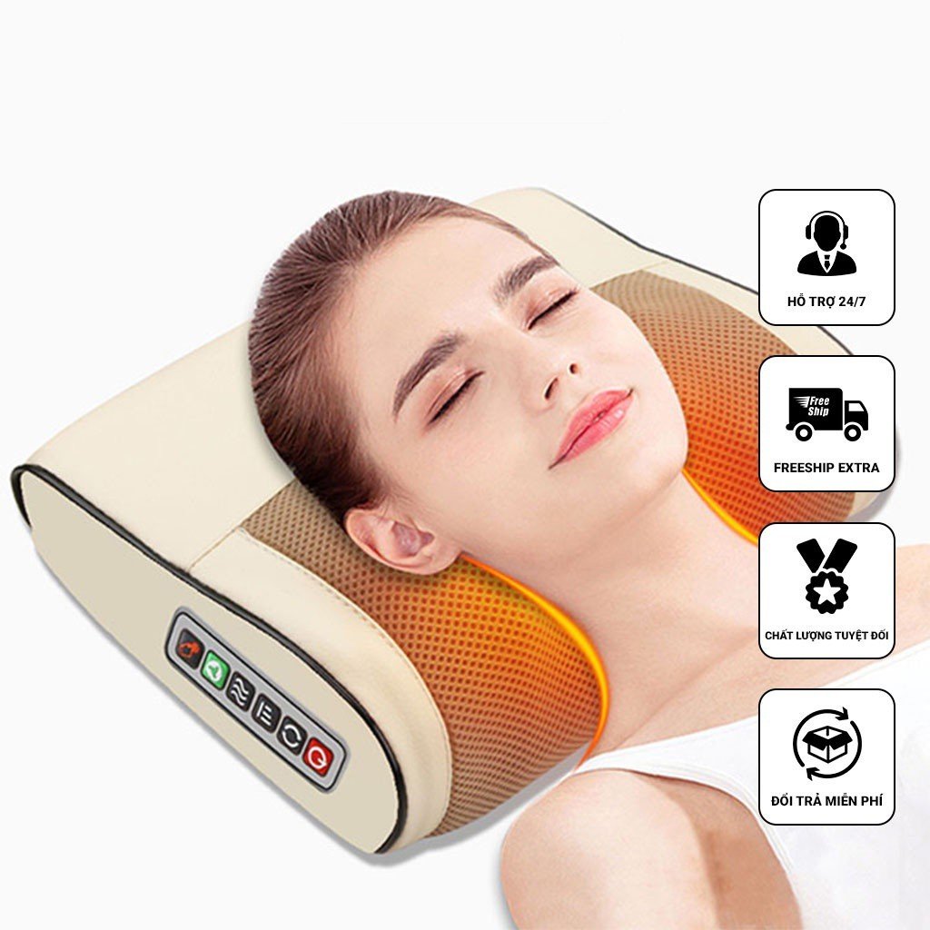 Gối massage cổ vai gáy, máy massage, gối massage hồng ngoại 20 bi cao cấp hỗ trợ mát xa vùng cổ,vai gáy hiệu quả