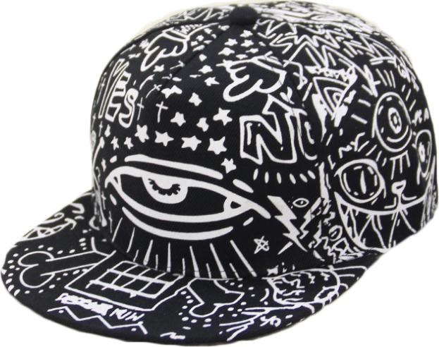 Nón mũ snapback lưỡi chai nam nữ hình con mắt nền đen