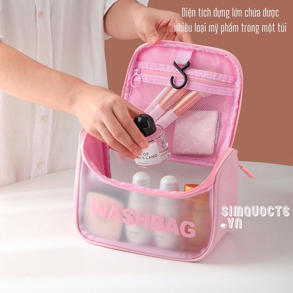 Túi đựng mỹ phẩm WASHBAG có móc treo chống thấm nước đựng đồ trang điểm quai xách tay phù hợp đi du lịch TMP25 - Hồng