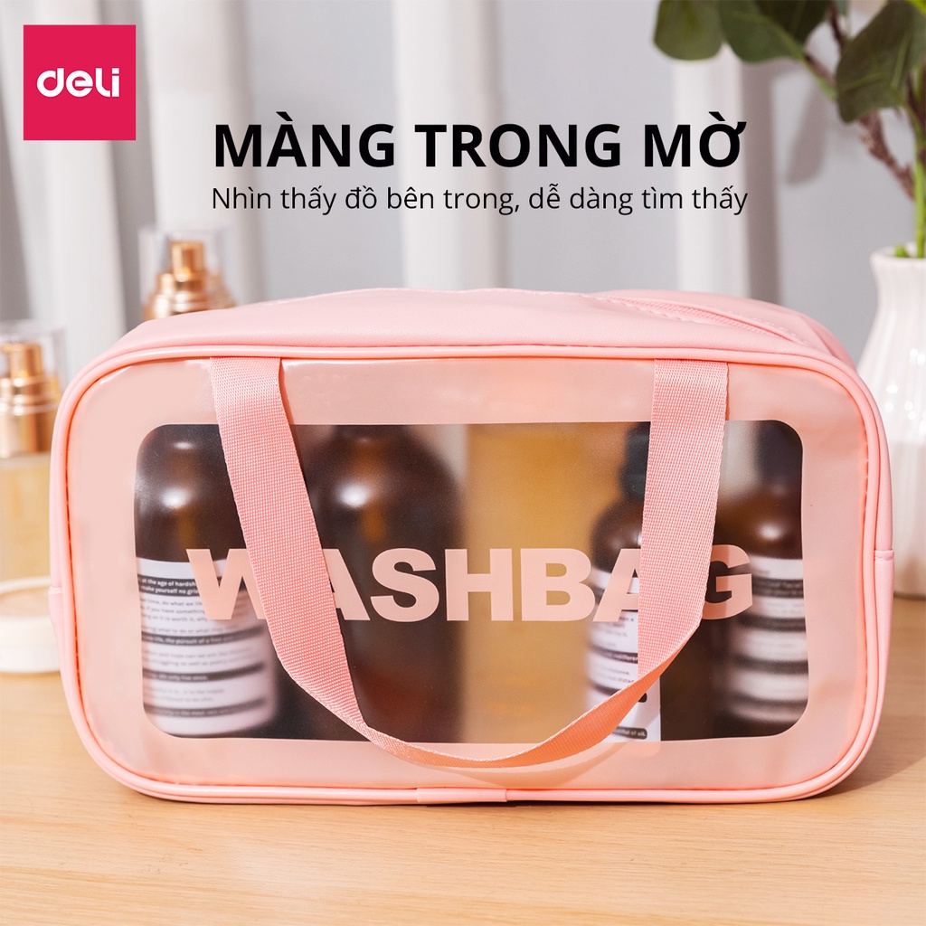 Túi đựng mỹ phẩm chống nước Agnite màu Hồng, túi WASHBAG tiện lợi đi du lịch, hoạt động ngoài trời - VS643-646