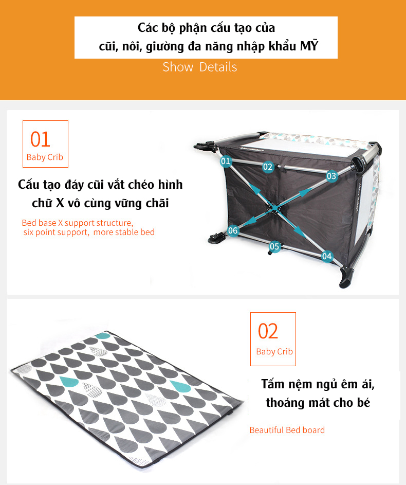 Giường cũi, nôi 4 in1 đa năng cho trẻ sơ sinh Alfor Baby