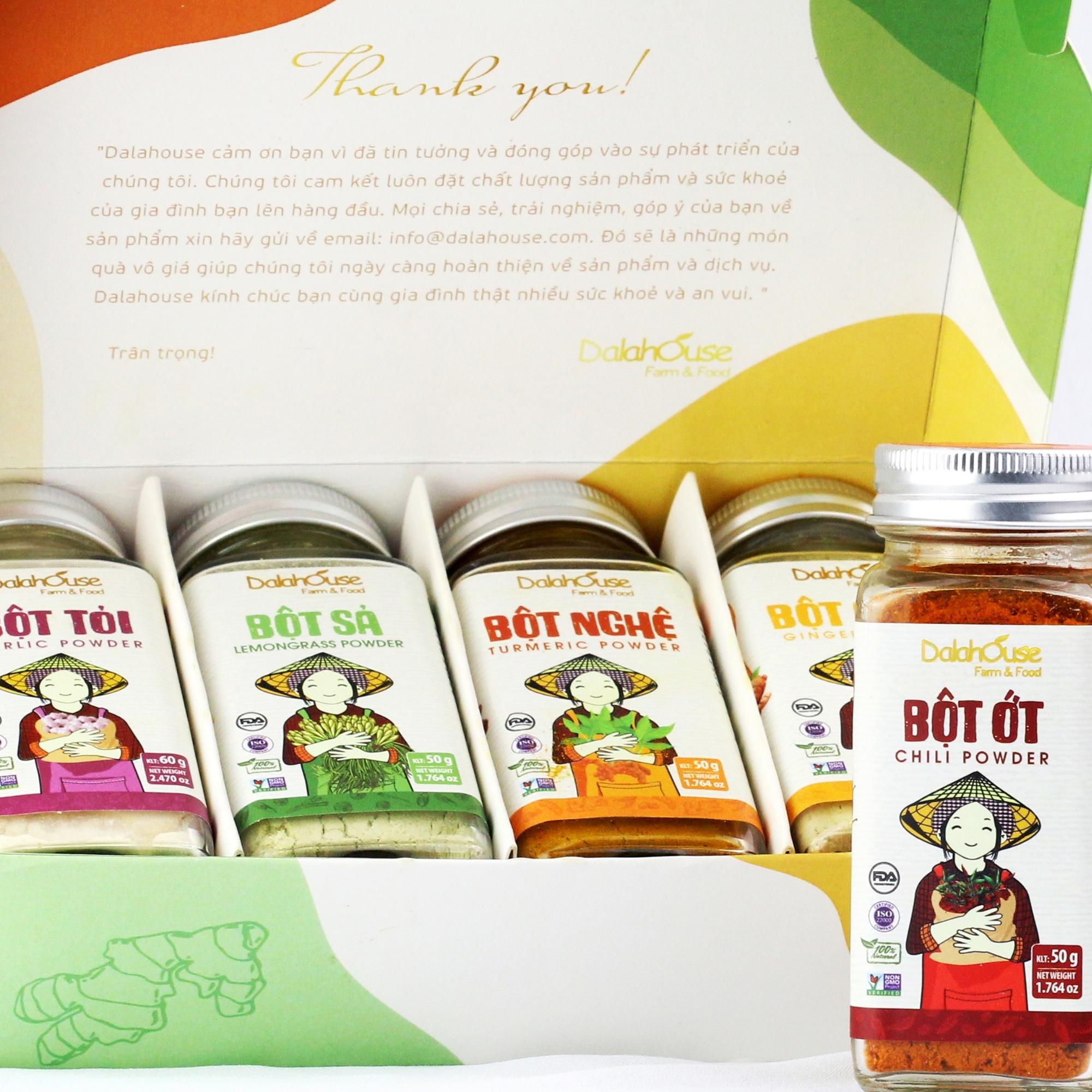 Combo Bột Gia Vị Organic Dalahouse - Bột Gia Vị Nguyên Chất Sấy Lạnh Combo 5 Loại Thơm, Đậm Vị.