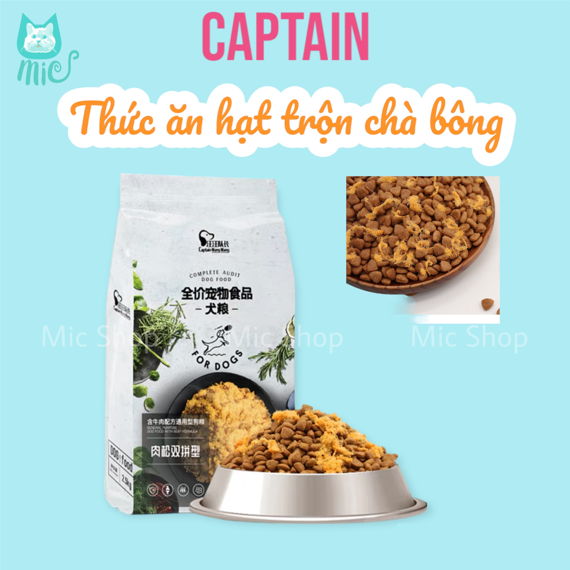 Thức ăn khô cho chó Captain vị phomai, bò, cá hồi và chà bông