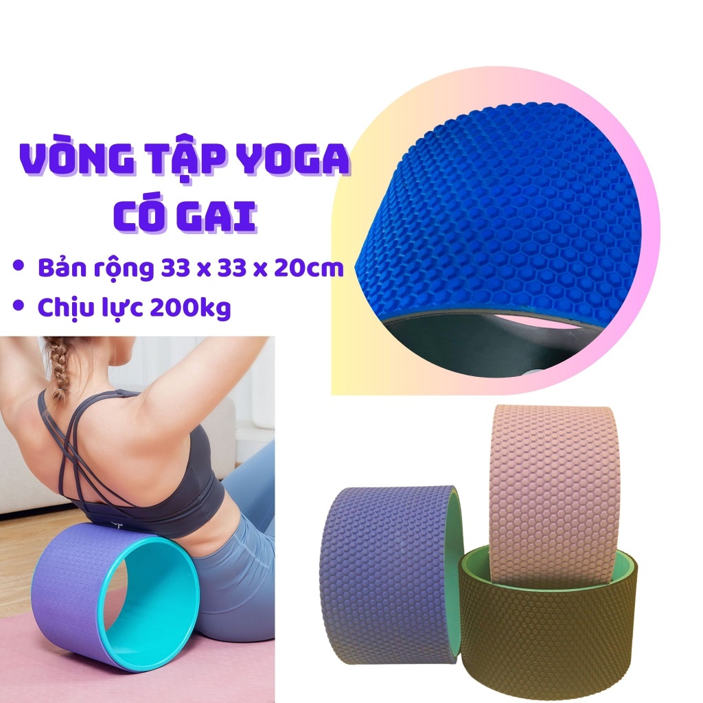 Vòng Tập Yoga Có Gai Bản Rộng 20cm ECOYOGA , Chịu Lực 200kg , Phiên Bản Cao Cấp Nhập Khẩu , Vòng Bản Bự , Hỗ Trợ Yoga