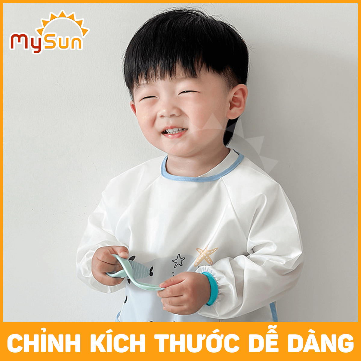 Áo yếm ăn dặm cho bé trai gái choàng chống thấm dài tay MySun