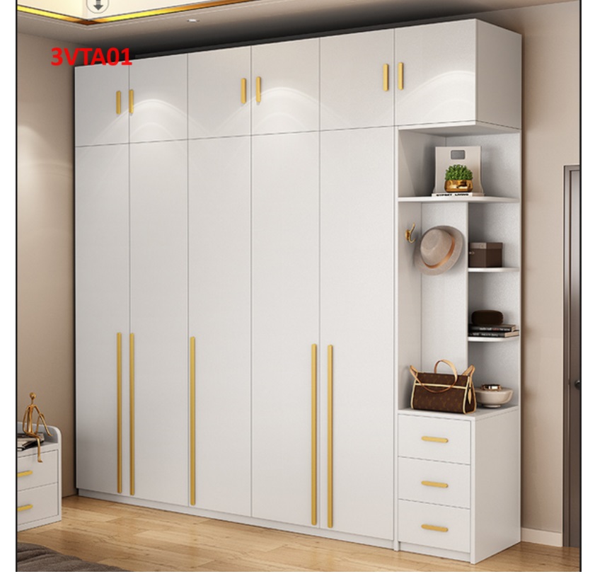 Tủ quần áo thiết kệ hiện đại - Tủ quần áo gỗ MDF 3ATA01A - Nội thất lắp ráp Viễn Đông ADV