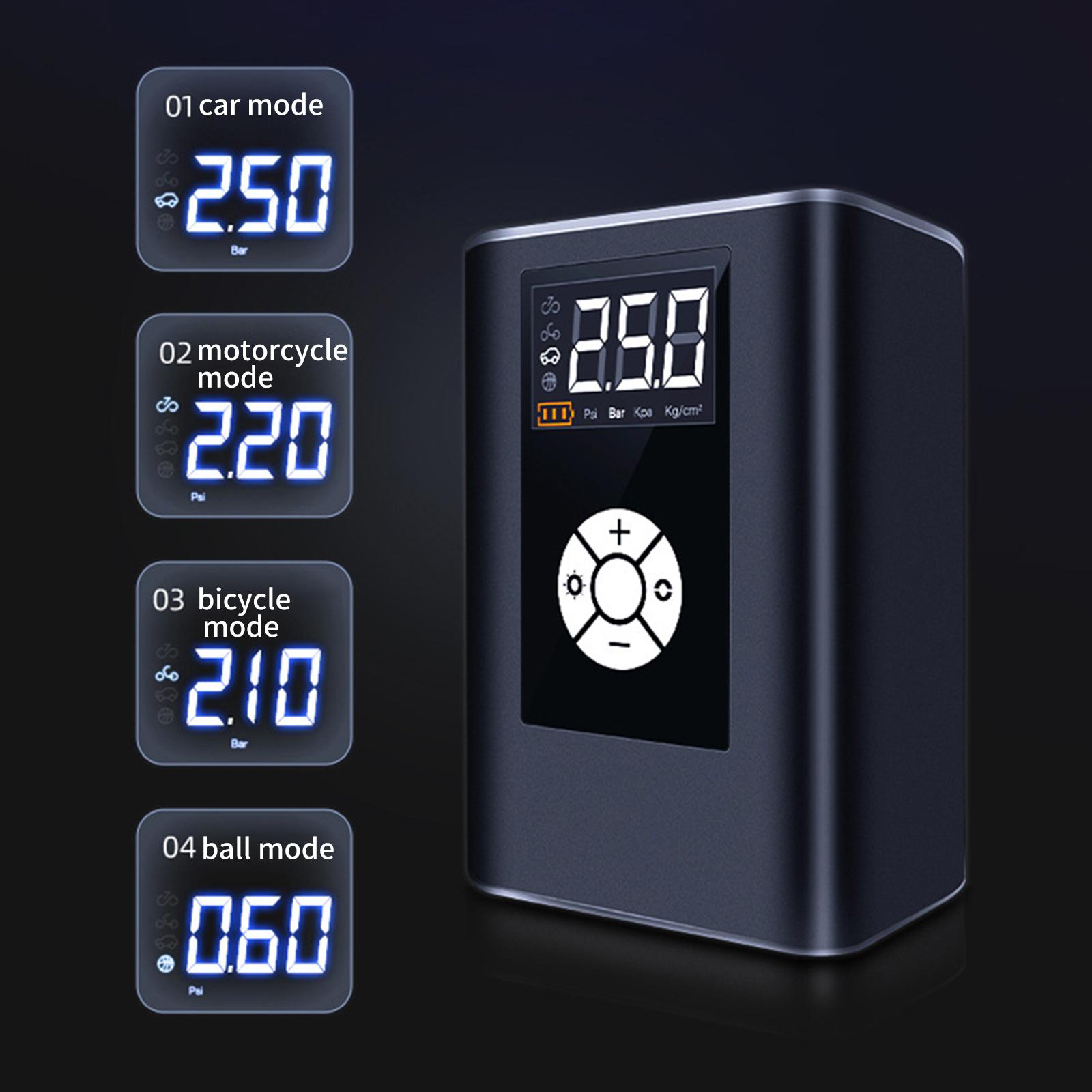Máy Bơm Hơi Mini Không Dây 120Ps Với Đèn Led Pin Có Thể Sạc Lại 4000Mah