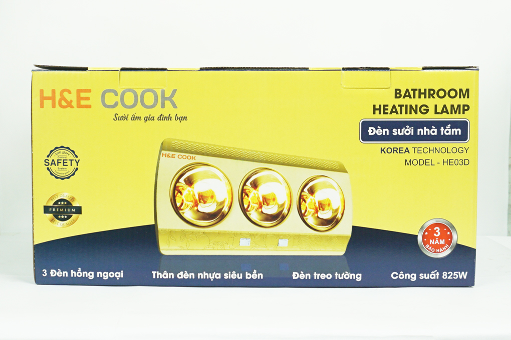 Đèn sưởi nhà tắm H&amp;E COOK 3 bóng HE03Ð