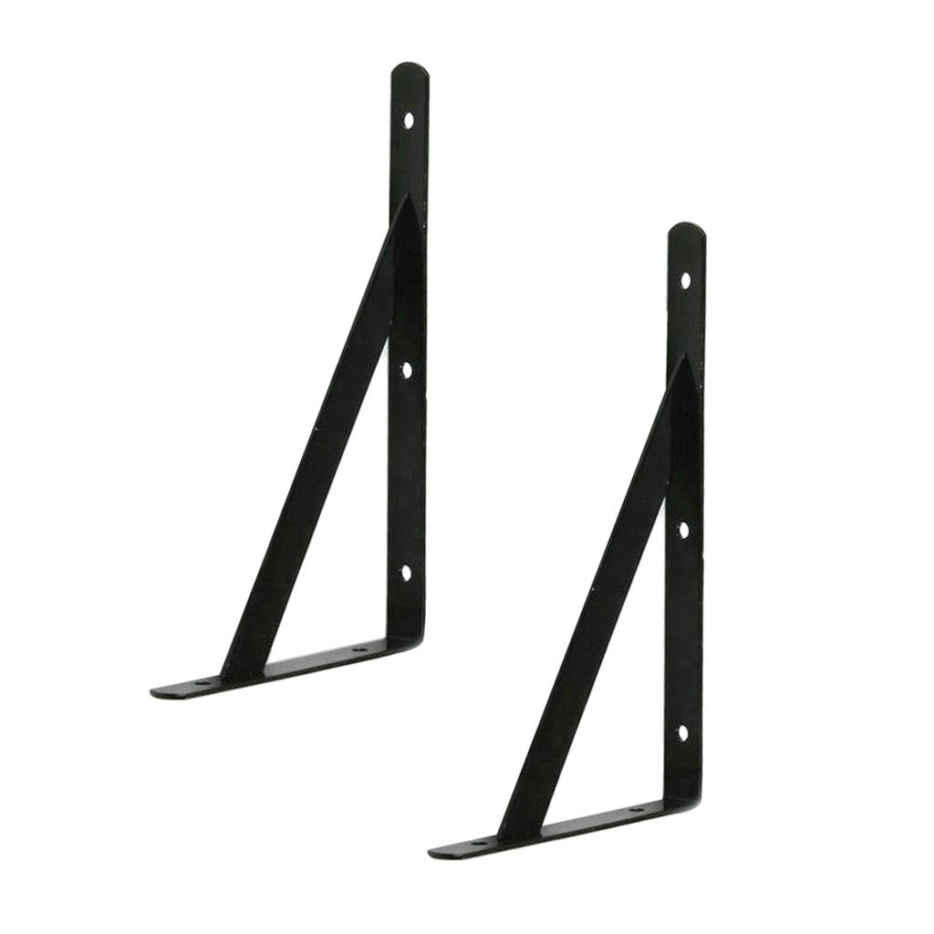 2X Pack 2 Metal L Shaped Wall Bracket Support DIY Home Decor 200x120x2mm,Black