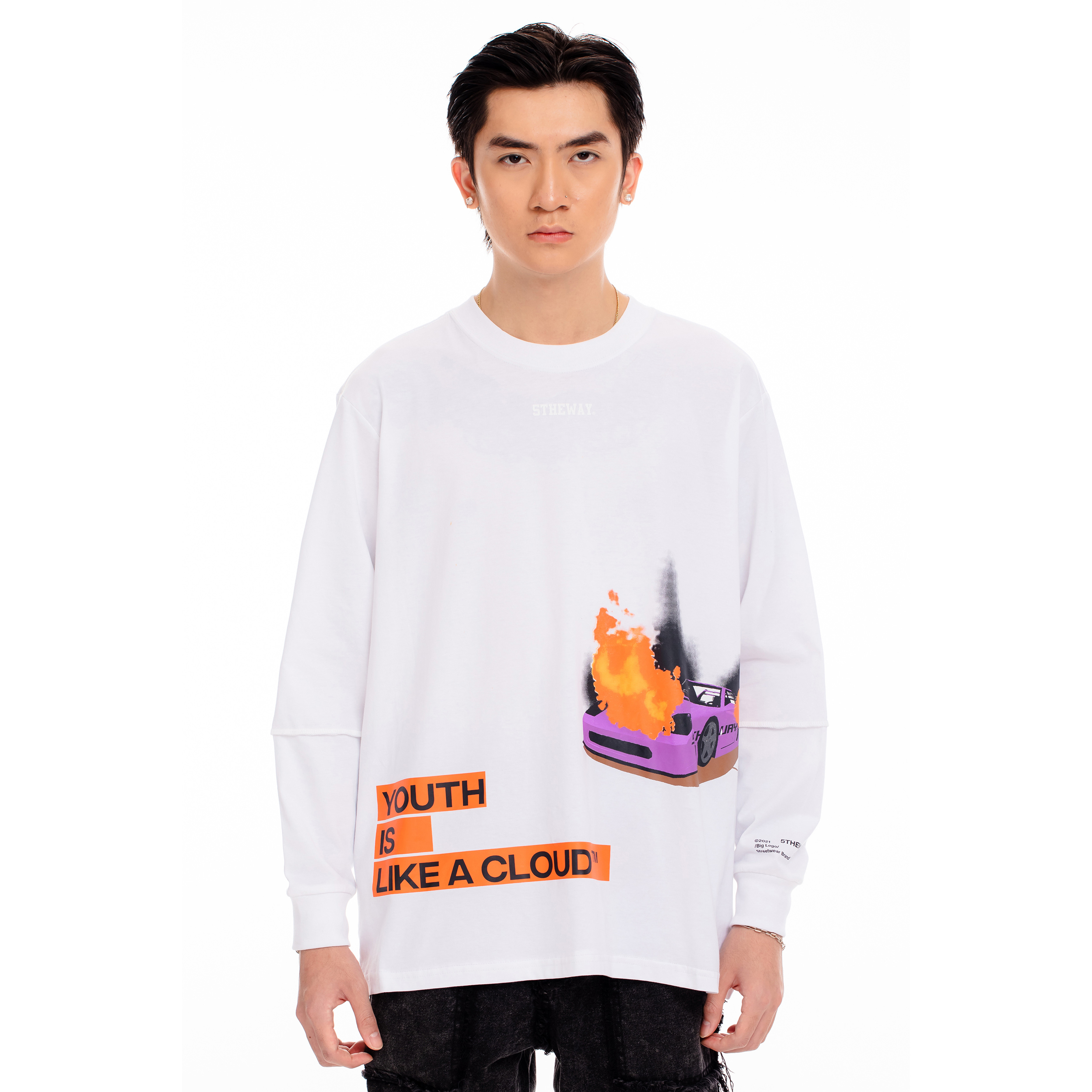 Áo Thun 5THEWAY Tay Dài Trắng aka 5THEWAY /YILAC/ SQUARE LONG SLEEVE TEE in WHITE