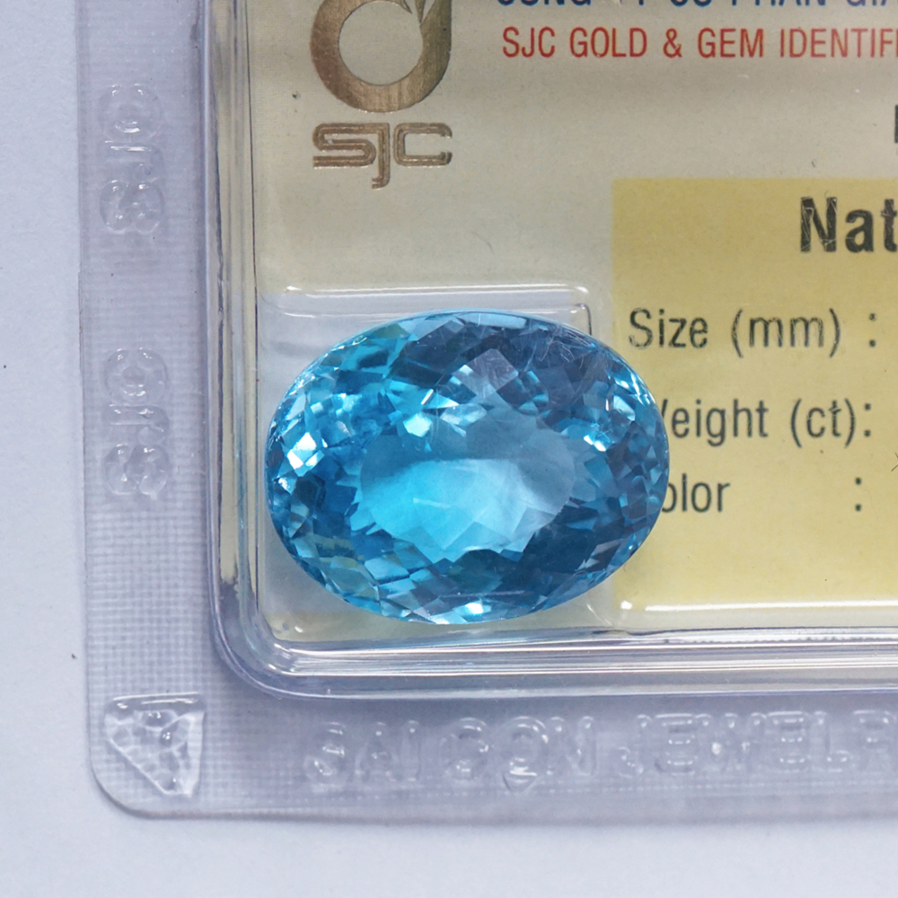 Viên đá Topaz kiểm định tự nhiên mài giác oval - 85271